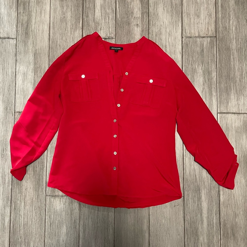 Red Button-Up Women's Top